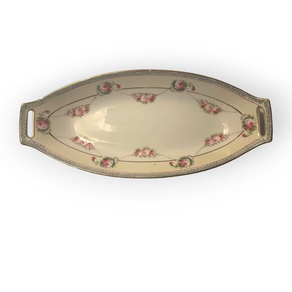 Antique Nippon Hand Painted Serving Bowl Celery Rising Sun 1911-1918 - Picture 1 of 3